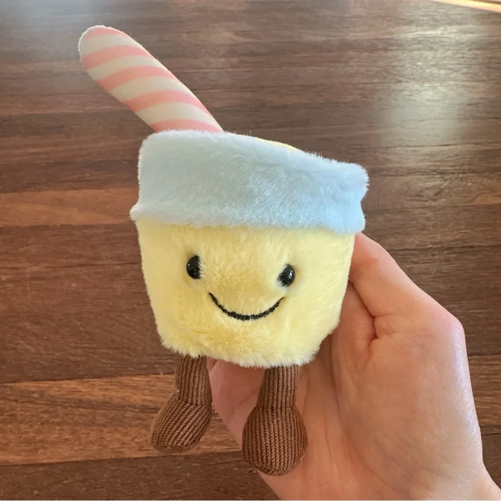 Cute Lemonade Plush Keychain Kawaii Fruit Charm Soft Mini Plush Bag Accessory